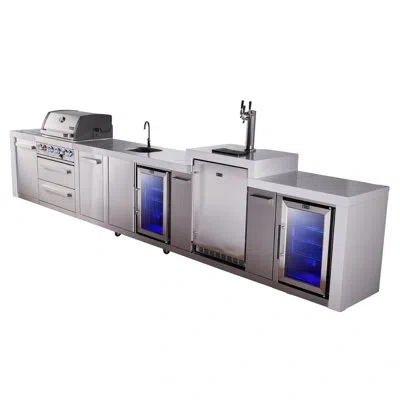Mont Alpi Premium 4-burner 193" Deluxe Stainless Steel Island Modular Outdoor Kitchen Island Bbq Gas Grill Wit