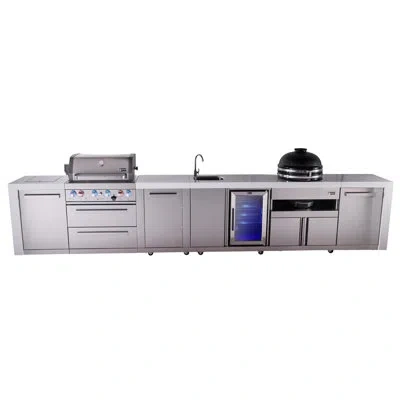 Mont Alpi Premium 4-burner 193" Deluxe Stainless Steel Island Modular Outdoor Kitchen Island Bbq Gas Grill Wit