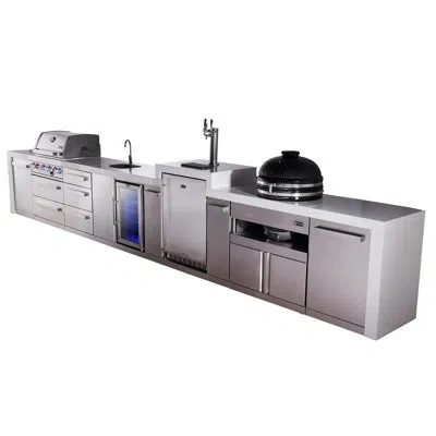 Mont Alpi Premium 4-burner 226" Deluxe Stainless Steel Island Modular Outdoor Kitchen Island Bbq Gas Grill + S