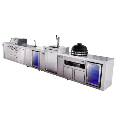 Mont Alpi Premium 4-burner 226" Deluxe Stainless Steel Outdoor Kitchen Island Bbq Gas Grill + Side Burner + Be