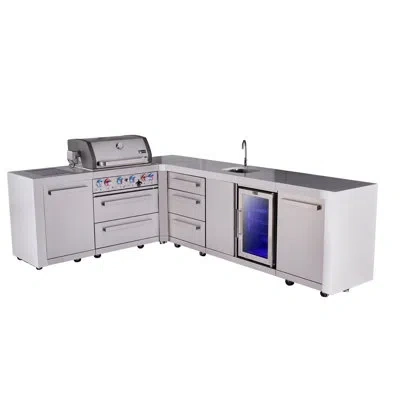 Mont Alpi Premium 4-burner 82 "x113" L-shaped Deluxe Stainless Steel Modular Outdoor Kitchen Island Bbq Gas Gr