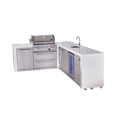 Mont Alpi Premium 4-burner 82"x113" L-shaped 400 Deluxe Stainless Steel Modular Outdoor Kitchen Island Bbq Gas