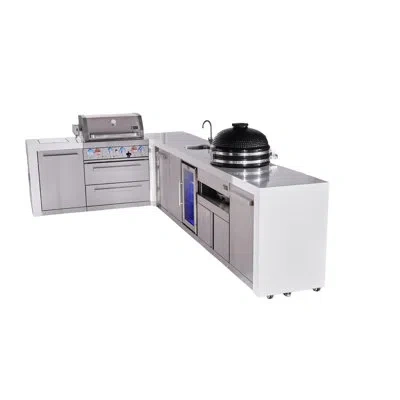 Mont Alpi Premium 4-burner 82"x146" L-shaped 400 Deluxe Stainless Steel Modular Outdoor Kitchen Island Bbq Gas