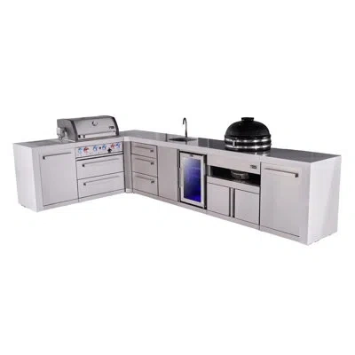 Mont Alpi Premium 4-burner 82"x146" L-shaped Deluxe Stainless Steel Modular Outdoor Kitchen Island Bbq Gas Gri