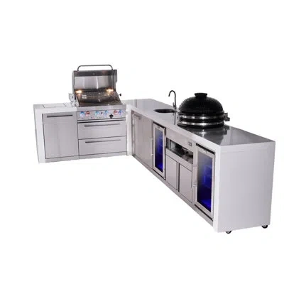 Mont Alpi Premium 4-burner 82"x146" L-shaped Deluxe Stainless Steel Modular Outdoor Kitchen Island Bbq Gas Gri