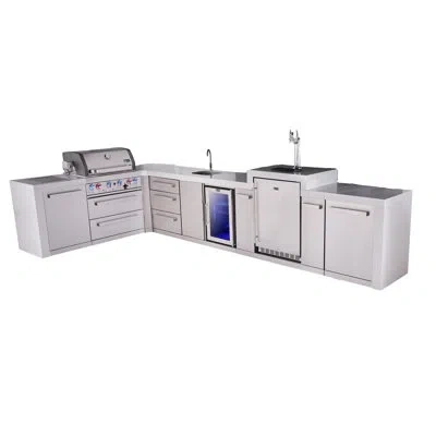 Mont Alpi Premium 4-burner 82"x161" L-shaped 400 Deluxe Stainless Steel Modular Outdoor Kitchen Island Bbq Gas