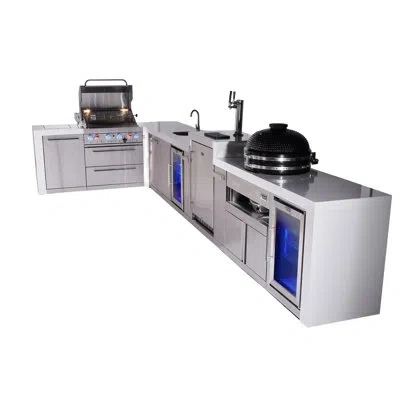 Mont Alpi Premium 4-burner 82"x161" L-shaped 400 Deluxe Stainless Steel Modular Outdoor Kitchen Island Bbq Gas
