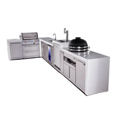Mont Alpi Premium 4-burner 82"x161" L-shaped Deluxe Stainless Steel Modular Outdoor Kitchen Island Bbq Gas Gri
