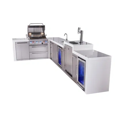 Mont Alpi Premium 4-burner 82"x161" L-shaped Deluxe Stainless Steel Modular Outdoor Kitchen Island Bbq Gas Gri