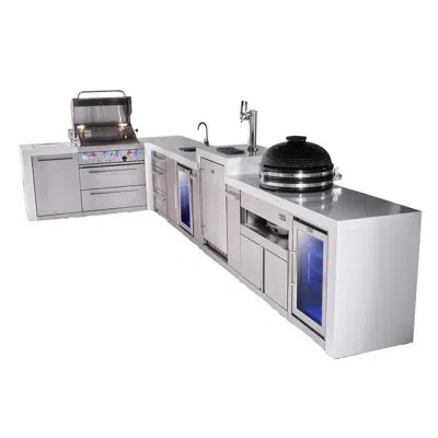 Mont Alpi Premium 4-burner 82"x161" L-shaped Deluxe Stainless Steel Modular Outdoor Kitchen Island Bbq Gas Gri