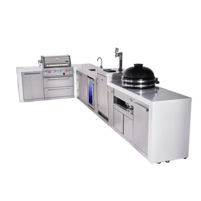 Mont Alpi Premium 4-burner 82"x161" L-shaped Deluxe Stainless Steel Outdoor Kitchen Island Bbq Gas Grill Bever