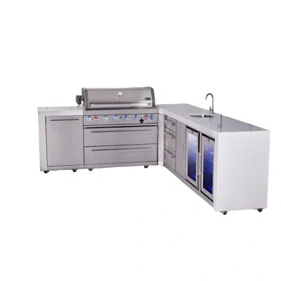 Mont Alpi Premium 6-burner 94"x113" L-shaped 805 Deluxe Stainless Steel Modular Outdoor Kitchen Island Bbq Gri