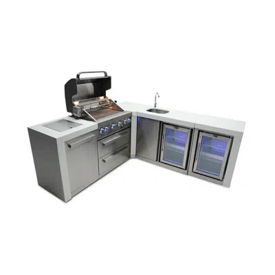 Mont Alpi Premium 82"w X 88"d Deluxe Stainless Steel Modular L-shaped Outdoor Kitchen Island With 2 Refrigerat