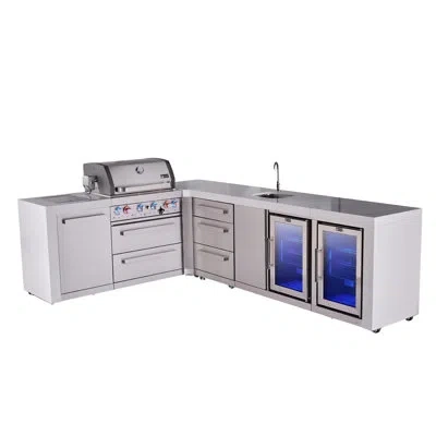 Mont Alpi Premium 82"x113" 4-burner Deluxe L-shaped Modular Stainless Steel Outdoor Kitchen Island Bbq Gas Gri