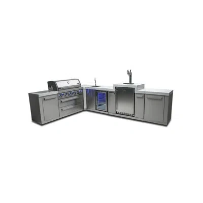 Mont Alpi Premium 94"w X 136"d X 55"h Stainless Steel L-shaped Outdoor Kitchen Island With Fridge Faucet & Sin
