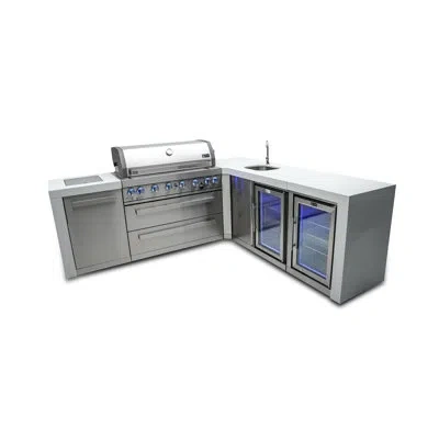 Mont Alpi Premium 94"w X 88"d Deluxe Stainless Steel Modular L-shaped Outdoor Kitchen Island With 2 Refrigerat