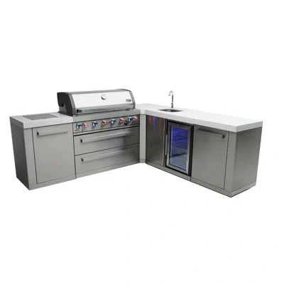 Mont Alpi Premium 94"w X 88"d X 46"h L-shaped Stainless Steel Outdoor Kitchen Island With Fridge Faucet & Sink