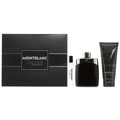 Mont Blanc Legend Men Set 3.3 oz Edt Spray/ 3.3 oz Shower Gel/.25 oz Mini