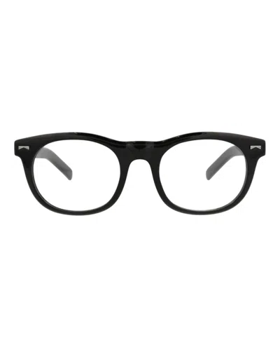 Pre-owned Mont Blanc Men's  Roundframe Acetate Optical Frames In Black Black Transparent (mb0229o/30013543/001)