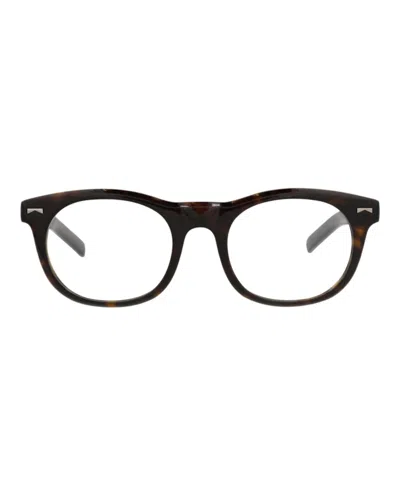 Pre-owned Mont Blanc Men's  Roundframe Acetate Optical Frames In Havana Havana Transparent (mb0229o/30013543/00