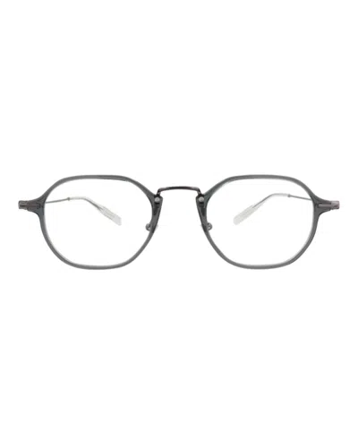 Pre-owned Mont Blanc Men's  Roundframe Injection Optical Frames In Grey Ruthenium Transparent (mb0296o/30014582