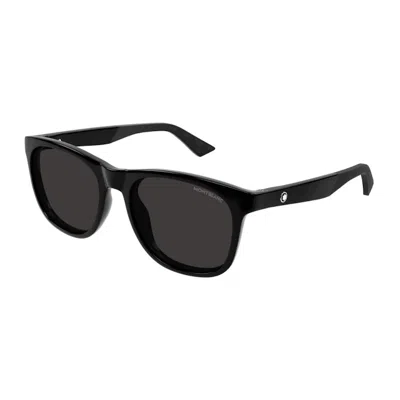 Pre-owned Mont Blanc Men's  Square Sunglasses /001) In Black Black Grey/grey (mb0400s