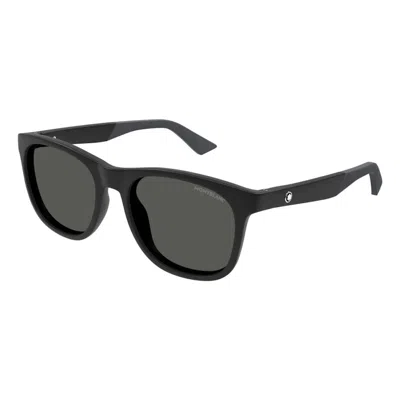 Pre-owned Mont Blanc Men's  Square Sunglasses /002) In Black Black Grey/grey (mb0400s
