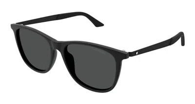 Pre-owned Mont Blanc Men's  Square Sunglasses In Black/smoke (mb0330s/001)