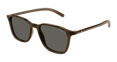 Pre-owned Mont Blanc Men's  Square Sunglasses In Brown/grey (mb0325s/003)