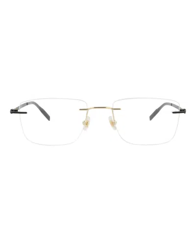 Pre-owned Mont Blanc Men's  Squareframe Metal Optical Frames In Gold Black Transparent (mb0281o/30014190/006)