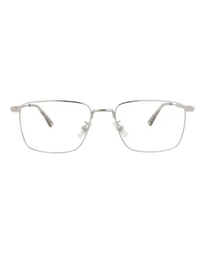 Pre-owned Mont Blanc Men's  Squareframe Metal Optical Frames In Silver Silver Transparent (mb0308o/30014594/003