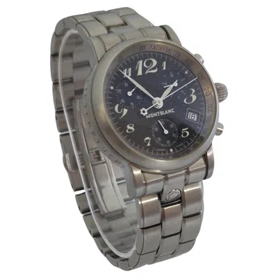 Pre-owned Mont Blanc Montblanc Star Chronograph Star 7038 Black Dial Chronograph Stainless Steel Wat