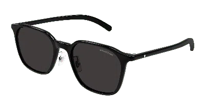 Mont Blanc Montblanc Unisex 55 Mm Shiny Black Sunglasses