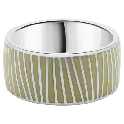 Pre-owned Mont Blanc Sterling Silver And White Enamel Wide Band