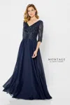 Montage 116950 Long Evening A Line Formal Mother Of The Bride Dress In Blue