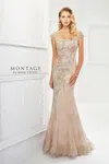 Montage 118966 Long Metallic Evening Floral Formal Dress