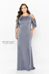 Montage 120906 Beaded Long Evening Gown Formal Dress In Gray