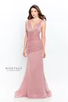Montage 120922 Long Metallic Formal Dress In Pink