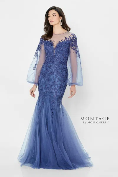 Montage 122908 Long Beaded Mother Of The Bride Dress In Purple