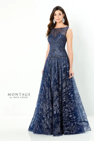 Montage 220935 A Line Evening Gown Formal Dress In Blue