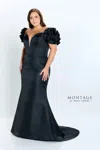 Montage 220952 Long Ruffle Formal Evening Dress In Black
