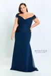 Montage 221964 Lace Applique Long Formal Dress In Blue