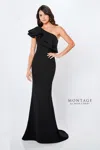Montage 221975 Ruffled Long Formal Evening Dress In Black