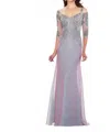 Montage By Mon Cheri - Metallic Lace Bodice Chiffon Gown 118974 Plum In Pink