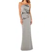 Montage By Mon Cheri Asymmetrical Long Dress In Taupe In Grey