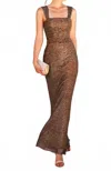Montage By Mon Cheri Crinkle Novelty Evening Gown In Bronze
