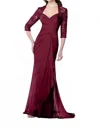 Montage By Mon Cheri Criss Cross Ruched Gown In Wine