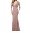 Montage By Mon Cheri Georgette Lace A-line Gown In Mink