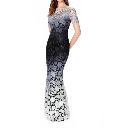 Montage By Mon Cheri Ombre Lace Mother Of The Bride Gown In Black/gray/white In Multi