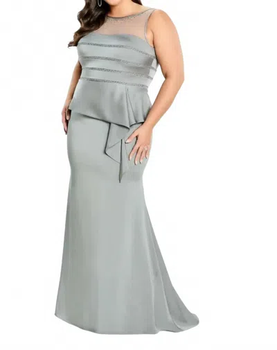 Montage By Mon Cheri Sleeveless Stretch Crepe Trumpet Gown In Smoke